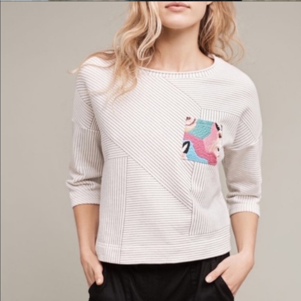 Anthropologie Postmark Cropped Sweatshirt Medium